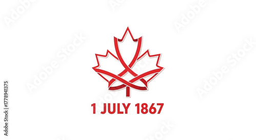 Canada Day 1867 Maple Leaf Logo on White Background.