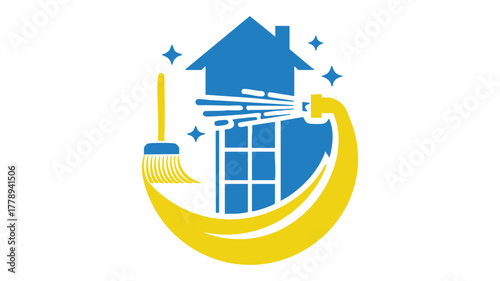 Home cleaning service logo icon