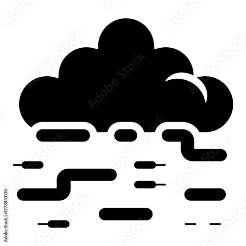 cloud with fog glyph icon