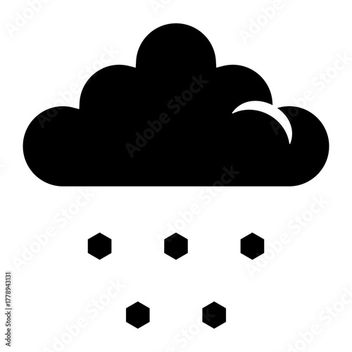 cloud with ice pellets hail glyph icon