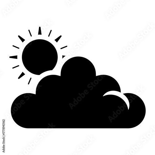 cloud with sun glyph icon