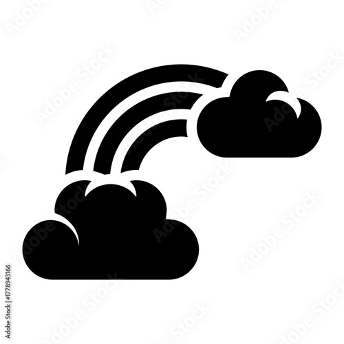 clouds with rainbow glyph icon