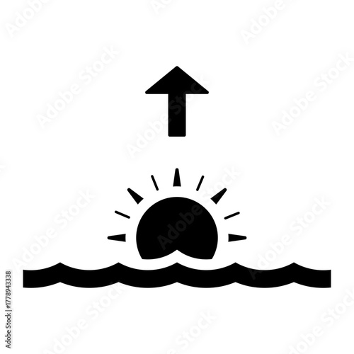 sunrise at sea glyph icon