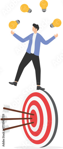 Professional working to finish business projects, precision marketing, multitasking skill concept,
