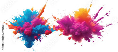 Colorful powder explosion vibrant holi festival celebration abstract background for creative designs