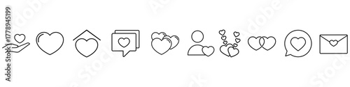 Love icon vector set. relationships illustration sign collection. online dating symbol or logo.