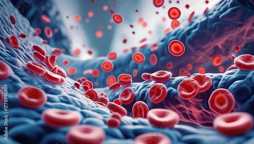 Flow of Life: Red Blood Cells, Motion, and Inner Anatomy (AI-generated)
