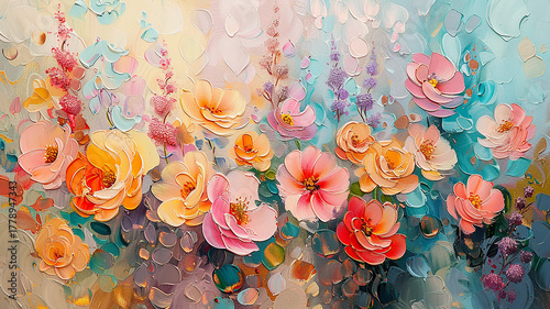 delicate meadow flowers, soft color background, nature backdrop in pastel colors, illustration art background