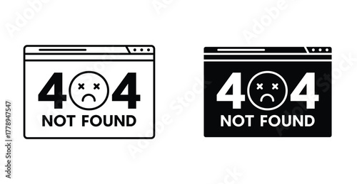 404 Error icon. Line with editable stroke and flat for Web