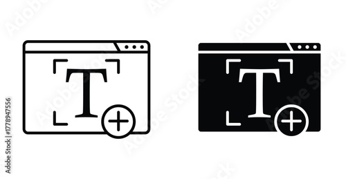 add font icon text style symbol in black and white