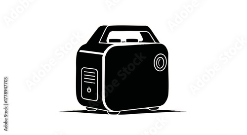 Portable power station vector icon. Minimalist silhouette of an electric generator and battery backup. Graphic symbol for camping, outdoor, and emergency energy supply