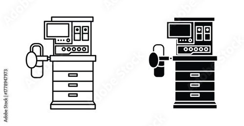 anesthesia machine icon medical equipment symbol in black and white