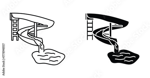 aqua park slide icon water tube pool symbol in black and white