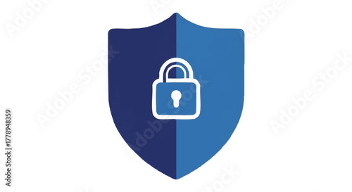 Security shield and padlock icon. Cybersecurity and data protection symbol. Flat design vector illustration