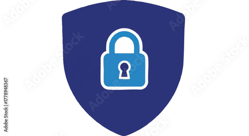 Security shield with a padlock icon. Flat design concept of protection and safety. Vector illustration for cybersecurity and data privacy