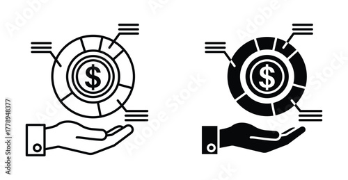 Asset allocation icon. Line with editable stroke and flat for Web