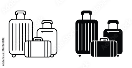 baggage luggage icon suitcase travel symbol in black and white