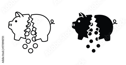 Bankruptcy icon. Line with editable stroke and flat for Web