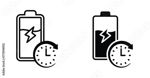 Battery life icon. Line with editable stroke and flat for Web