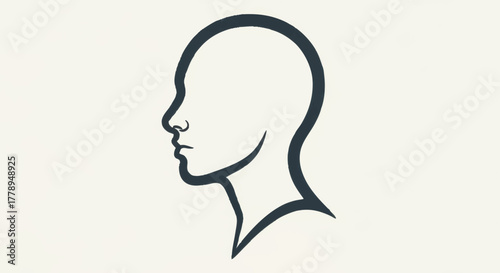 Human head profile line art icon. Minimalist vector silhouette illustration. Symbol for thought, psychology, and user identity.