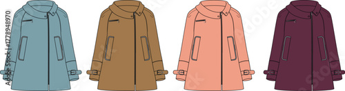 Collection of trendy women's long coats in various stylish colors, offering versatile outerwear options for diverse fashion preferences and seasonal wardrobe essentials