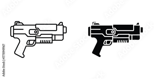 Blaster icon. Line with editable stroke and flat for Web