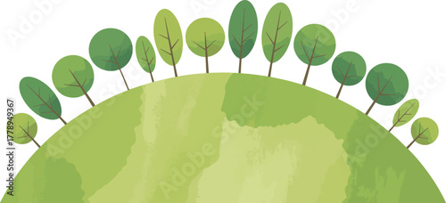 Green trees on a green hill