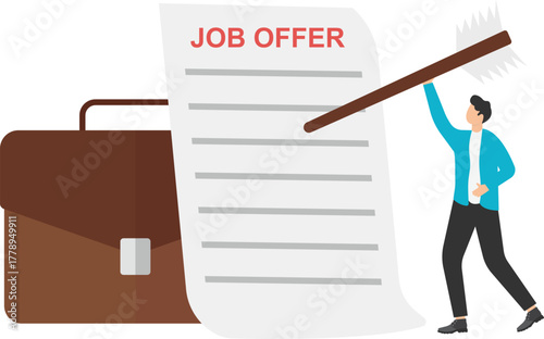 Looking for new job. businessman climb up ladder of job search bar with telescope to see opportunity.
