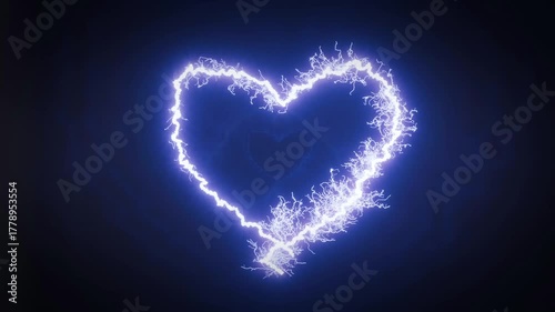 Lightning bolt with the shape of heart overlay special vfx. Add lightning thunder bolt screen overlay effect to your footage as romantic sparking effect.
