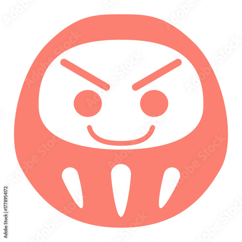 Cute Red Daruma Icon – Simple Japanese New Year Vector Illustration