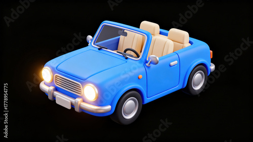 Whimsical Blue Miniature Car Illustration