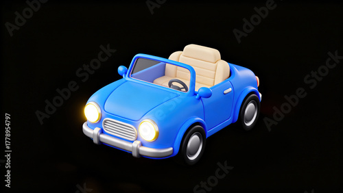 Whimsical Blue Miniature Car Illustration