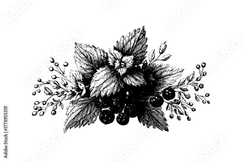 Bouquet Wildflowers Berries | Clean, isolated vector art for creative projects.