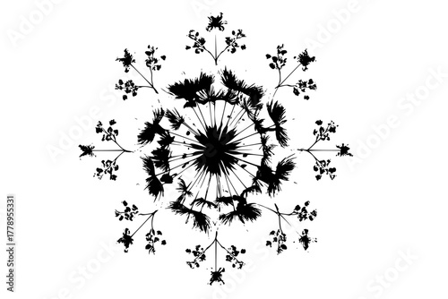 Whimsical Dandelion Seeds Linden Blossoms | Clean, isolated vector art for creative projects.