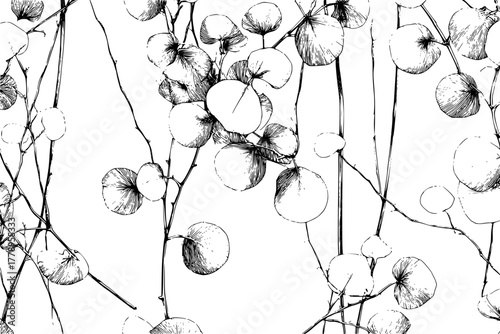 Eucalyptus Leaves Cattail Spikes: Natural Artistry | Clean, isolated vector art for creative projects.