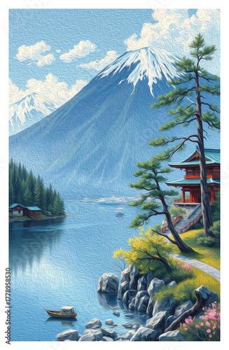 Travel illustration in oil paint. Abstract pattern for printing on wall decorations, wallpapers, covers, leaflets