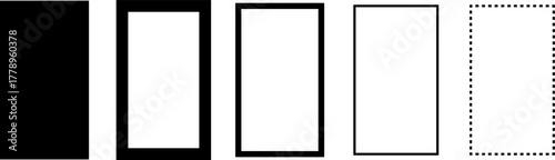 Rectangle vector icons. Set of rectangular shapes isolated outline Dash line
