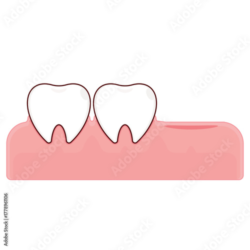 A missing tooth on the gums cartoon cute