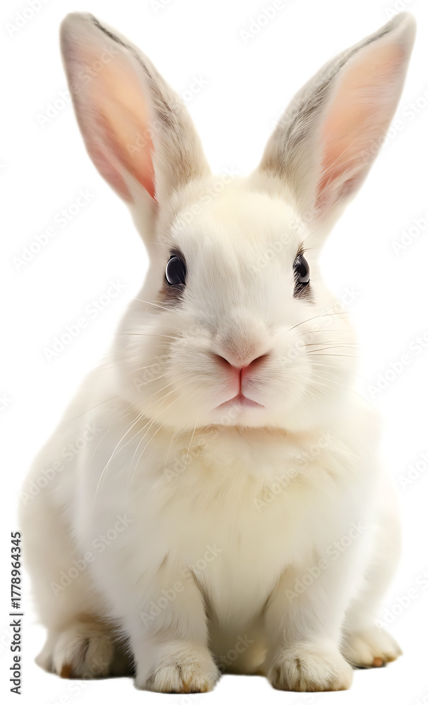 Fototapeta premium Cute white rabbit sitting isolated