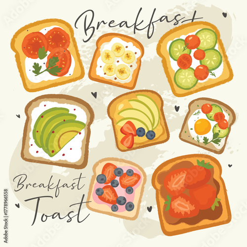 Vector Breakfast toast Bread Sweet Health