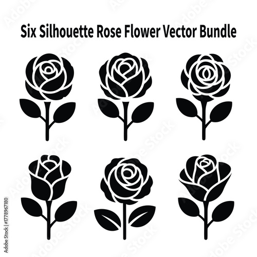 Silhouette Rose Collection: Six elegant silhouettes of roses, each representing the timeless beauty and grace of nature's beloved bloom. Evoking a sense of simplicity and sophistication.