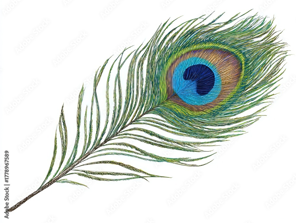 Obraz premium Elegant Peacock Feather Clipart On Transparent Background, For Decoration And Digital Projects.