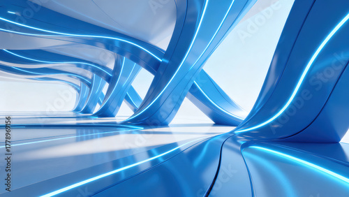 Futuristic Blue and White Sci - Fi Space