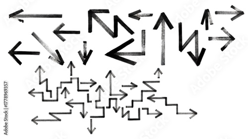 Directional pointers illustration with various orientations and styles for graphic design projects use