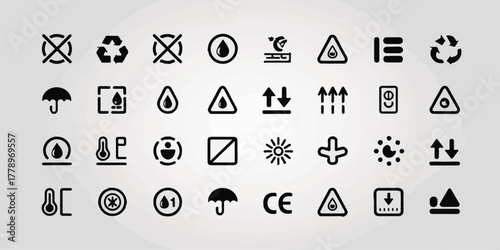 Highly detailed blackand-white industrial shipping icons, 32 minimalist symbols, consistent bold lines, clean layout, vector style, commercial-ready, unique, professional, visually distinct.