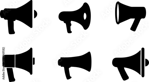 Megaphone set vector art, megaphone art, megaphone silhouette, megaphone vector illustration