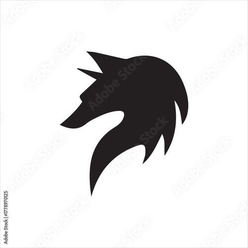 Elegant black head wolf art logo design inspiration