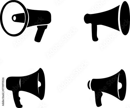 Megaphone set vector art, megaphone art, megaphone silhouette, megaphone vector illustration