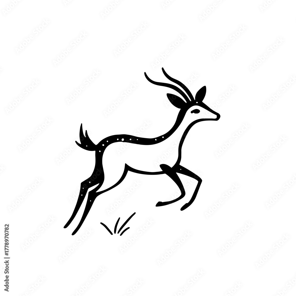 Obraz premium Saiga Antelope. Saiga Antelope simple black and white line art vector logo