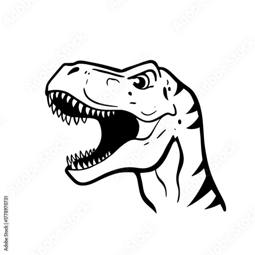 Giganotosaurus. Giganotosaurus simple black and white line art vector logo
